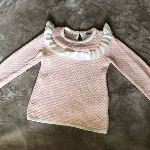 Janie and Jack Pink and White Ruffle Sweater Size 2T Classy Preppy High End